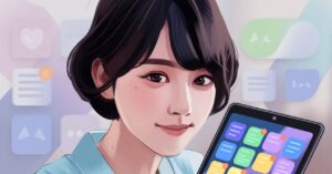 איור של אישה עם טאבלט מנהלת משימות בצורה טובה